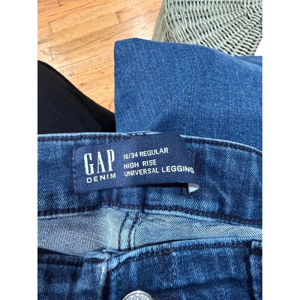 Gap High Rise Universal Legging Jeans Dark Wash Sailor Button Blue Womens 18/34R
